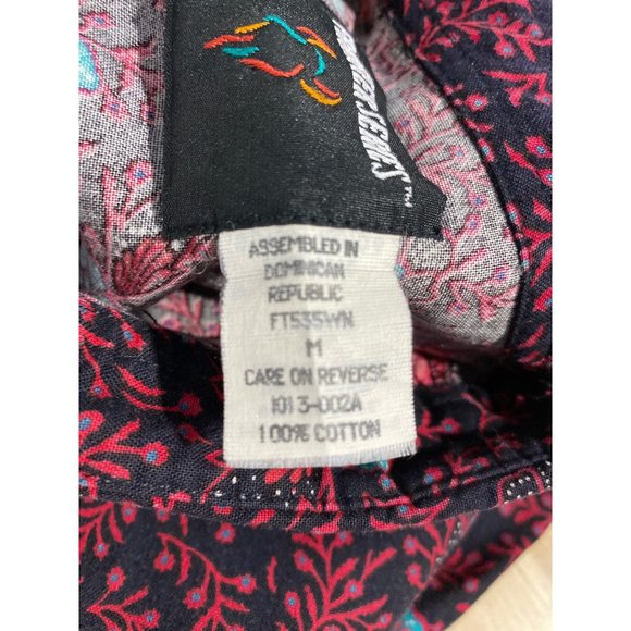 Frontier Series M Button Down Shirt Western Black Red Orange Turquoise Dolman Sl - Picture 7 of 10